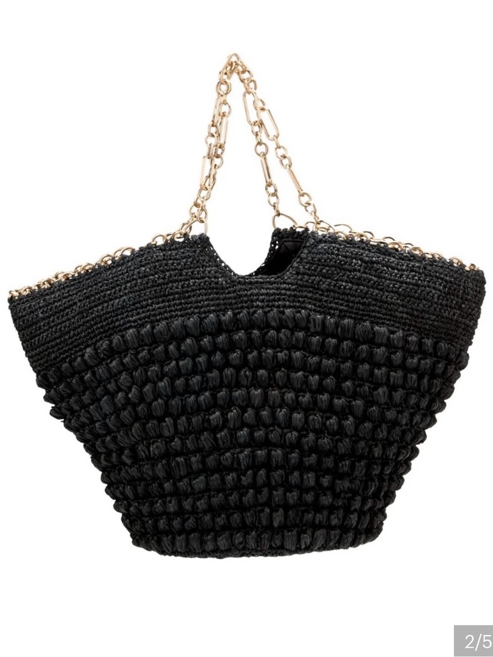 cult gaia Black Woven Tote with Gold Chain Straps - Picture 2 of 5